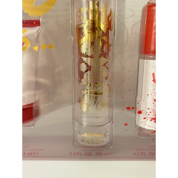Ed Hardy Love is 100ml / 3.4oz Edp Spray + Shower Gel + Hair Mist 3pc Women Set - Picture 6 of 6